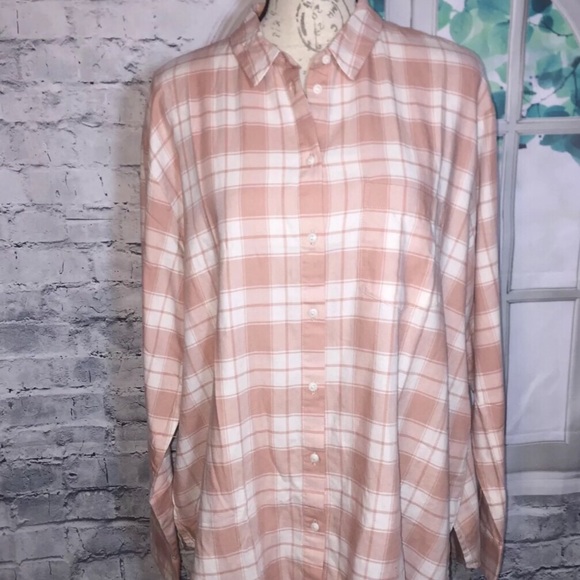 Madewell Oversized Ex Boyfriend Shirt Plaid Blush - Picture 2 of 7